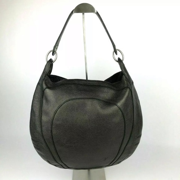 BANANAREPUBLIC Pebble Leather ShoulderBag Gunmetal - Picture 1 of 8